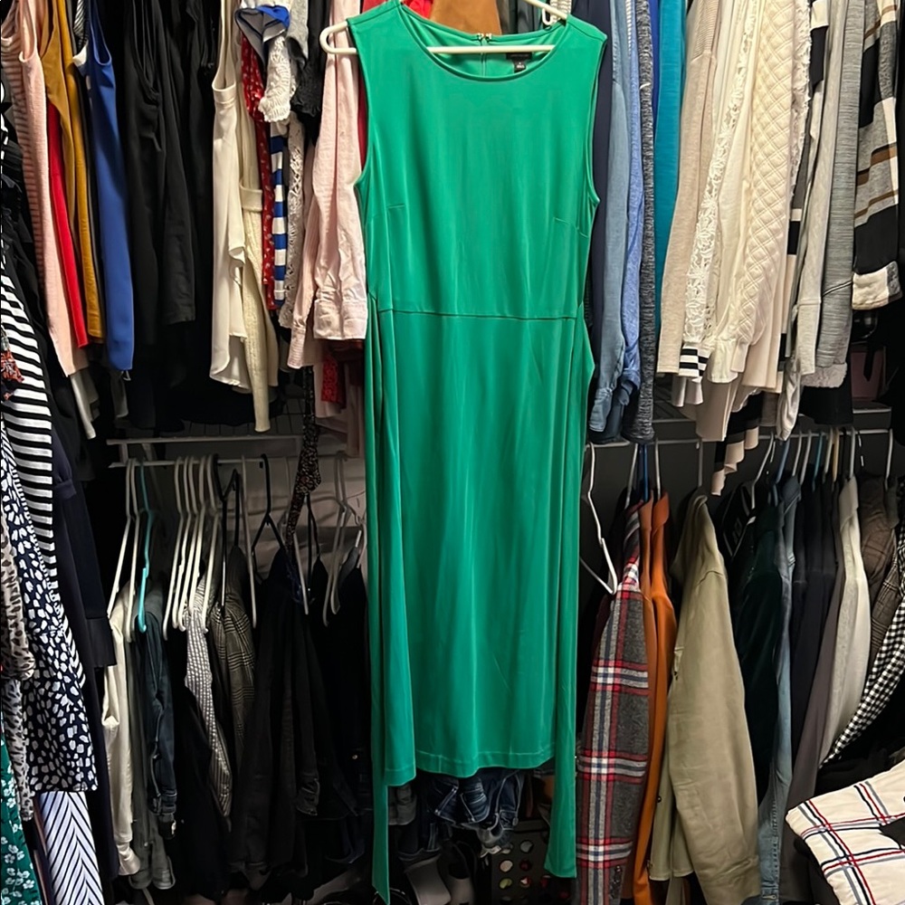Ann Taylor Green Sheath Midi Dress for Weddings